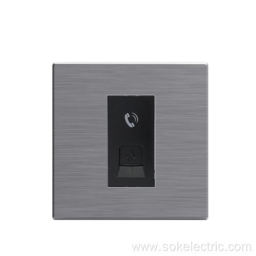 Stainless Steel TEL Socket Outlet 1 Gang